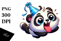 Cartoony Panda with Party Hat PNG Product Image 1