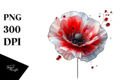 Poppy Watercolor, PNG Product Image 1