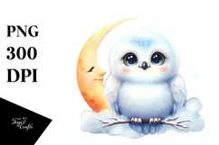 Cute Baby Snowy Owl PNG Product Image 1