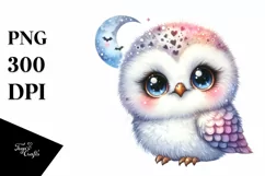 Colorful Watercolor Smiling Snowy Owl | Clipart Product Image 3