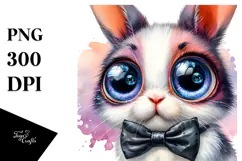 Crazy-Eyed Bunny with Bowtie PNG Product Image 1