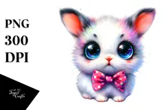 Cute Baby Rabbit with Bowtie, High-Quality PNG Product Image 1