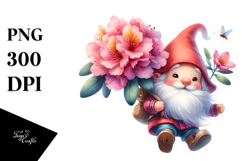 Cute Gnome with Rhododendron, Transparent PNG Product Image 1