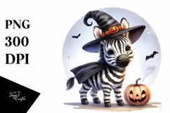 Washed Watercolor Halloween Zebra PNG Product Image 1