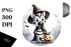 Washed Watercolor Halloween Zebra PNG Product Image 1