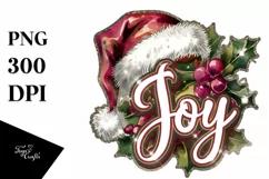 Joy Watercolor Santa Hat Png Product Image 1