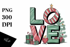 Love Christmas Retro Colorful Png Product Image 1