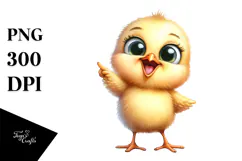 Watercolor Funny Baby Chick Standing with Big Eyes and Goofy Product Image 1