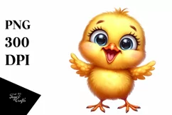 Watercolor Funny Baby Chick Standing with Big Eyes and Goofy Product Image 3