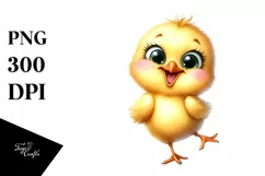 Watercolor Funny Baby Chick Standing with Big Eyes and Goofy Product Image 3