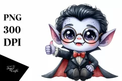 Cute Watercolor Vampire Thumbs Up | Sublimation | Clipart Product Image 1