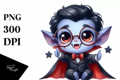 Cute Watercolor Vampire Thumbs Up | Sublimation | Clipart Product Image 3
