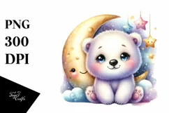 Colorful Watercolor Smiling Polar Bear | Clipart Product Image 3