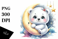 Colorful Watercolor Smiling Polar Bear | Clipart Product Image 3
