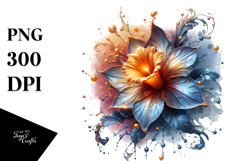 Shiny Daffodil Watercolor Splash | Sublimation Clipart Product Image 1