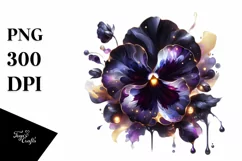 Shiny Golden Marble Pansy Clipart Product Image 3