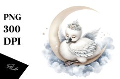 Baby Swan Sleeping on the Moon Clipart Product Image 4