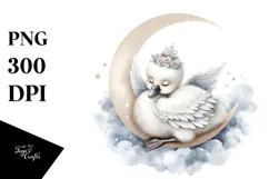 Baby Swan Sleeping on the Moon Clipart Product Image 1