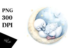 Baby Swan Sleeping on the Moon Clipart Product Image 1