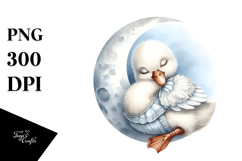 Baby Swan Sleeping on the Moon Clipart Product Image 1