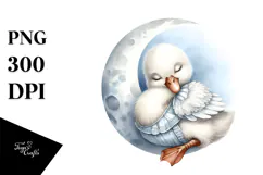 Baby Swan Sleeping on the Moon Clipart Product Image 1