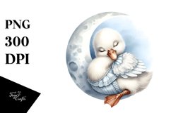 Baby Swan Sleeping on the Moon Clipart Product Image 4