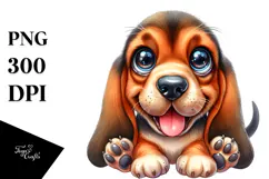 Cartoon Bloodhound with Big Eyes PNG Product Image 1