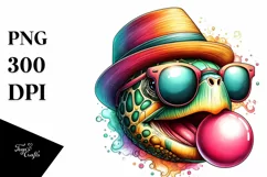 Quirky Turtle Portrait with Colorful Style | Sublimation | Product Image 1
