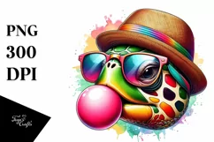 Colorful Turtle Portrait with Quirky Style | Sublimation | Product Image 1