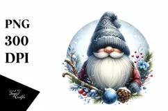 Detailed Winter Gnome Watercolor PNG Product Image 3