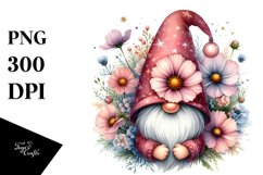 Cute Gnome with Big Hat and Cosmos PNG Product Image 1