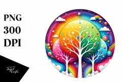 Colorful Watercolor Wimsical Rainbow Trees Clipart Product Image 3
