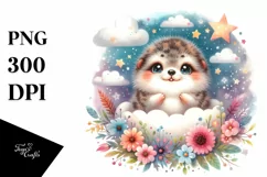 Colorful Watercolor Smiling Lemming | Clipart Product Image 1
