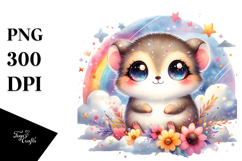 cute colorful watercolor small baby lemming, Transparent PNG Product Image 1