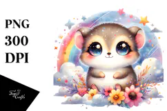 cute colorful watercolor small baby lemming, Transparent PNG Product Image 1