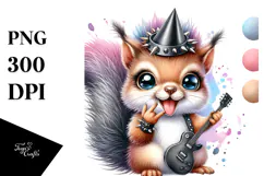 Energic Baby Squirrel with Party Hat PNG Product Image 1