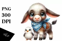 Watercolor Funny Donkey Lamb with Bandana | Sublimation | Product Image 1