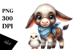 Watercolor Funny Donkey Lamb with Bandana | Sublimation | Product Image 1