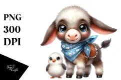 Watercolor Funny Donkey Lamb with Bandana | Sublimation | Product Image 1