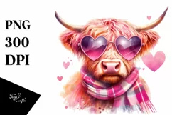 Highland Cow with Sunglasses PNG Product Image 1
