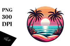 Retro Tropical Beach Sunset PNG Product Image 1