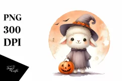 Washed Watercolor Halloween Lamb PNG Product Image 1