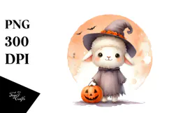 Washed Watercolor Halloween Lamb PNG Product Image 1