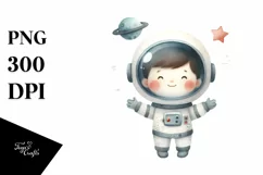 Washed Colorful Astronaut Boy | Sublimation | Clipart Product Image 1