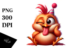 Ridiculously Cute Chicken with Party Hat PNG Product Image 1