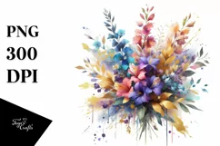 Watercolor Abstract Vibrant Bouquet with Lobelia | Product Image 1
