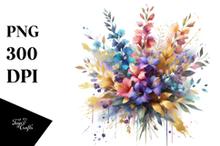 Watercolor Abstract Vibrant Bouquet with Lobelia | Product Image 1