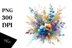 Watercolor Abstract Vibrant Bouquet with Lobelia | Product Image 1
