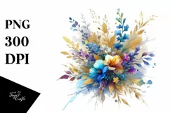 Watercolor Abstract Vibrant Bouquet with Lobelia | Product Image 3