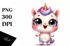 Expressive Unicorn Baby Face PNG Product Image 3